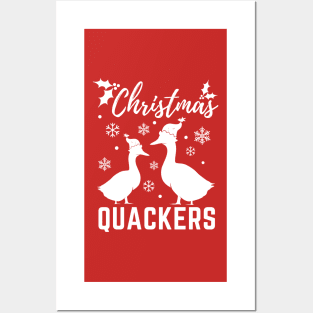 Christmas Quackers, Funny Christmas Duck Pun, Christmas Pyjama Design Posters and Art